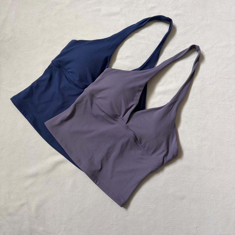 Gym Floor Mats - Rompi Yoga V-neck dengan Bantalan Dada,