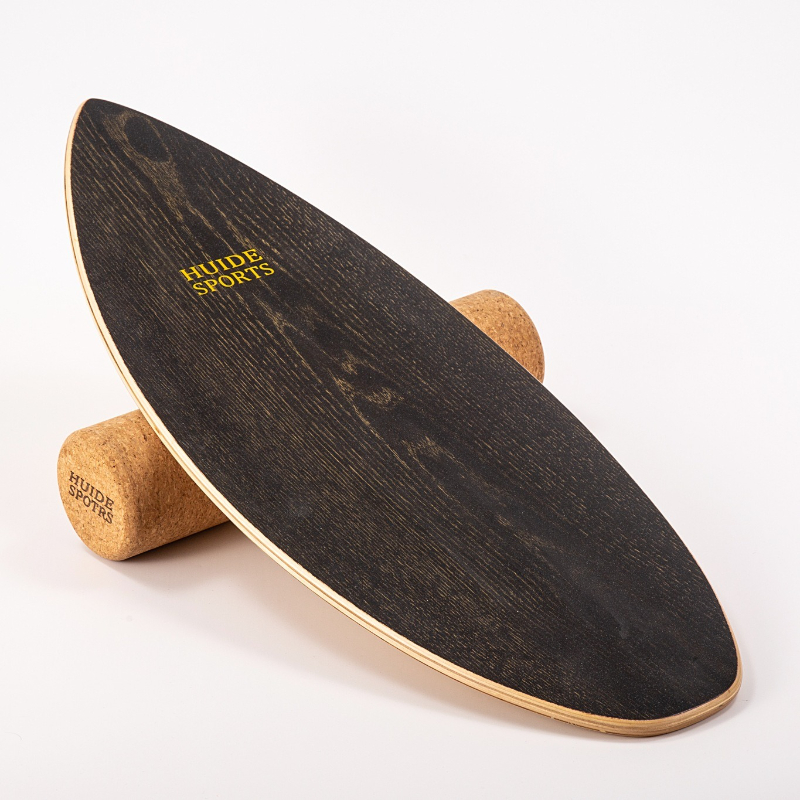 Yoga Fitness Gear - Papan Keseimbangan Selancar Kayu Berbentuk Ikan,