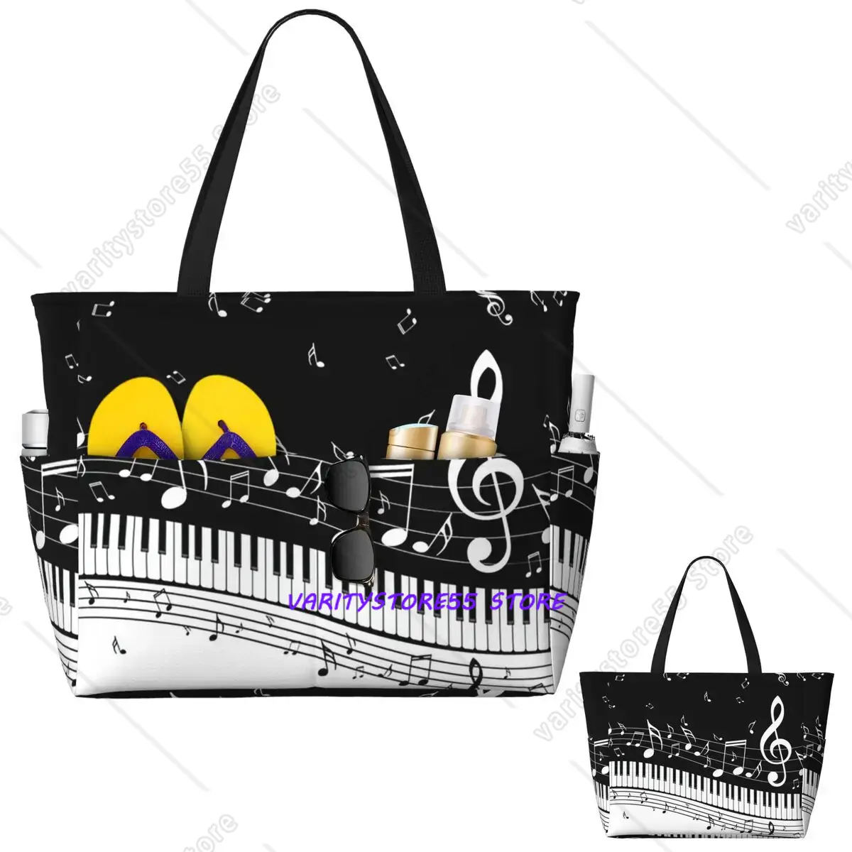 Tas Tote Pantai Motif Abstrak  - Yoga Fitness Music ulasan dan harga