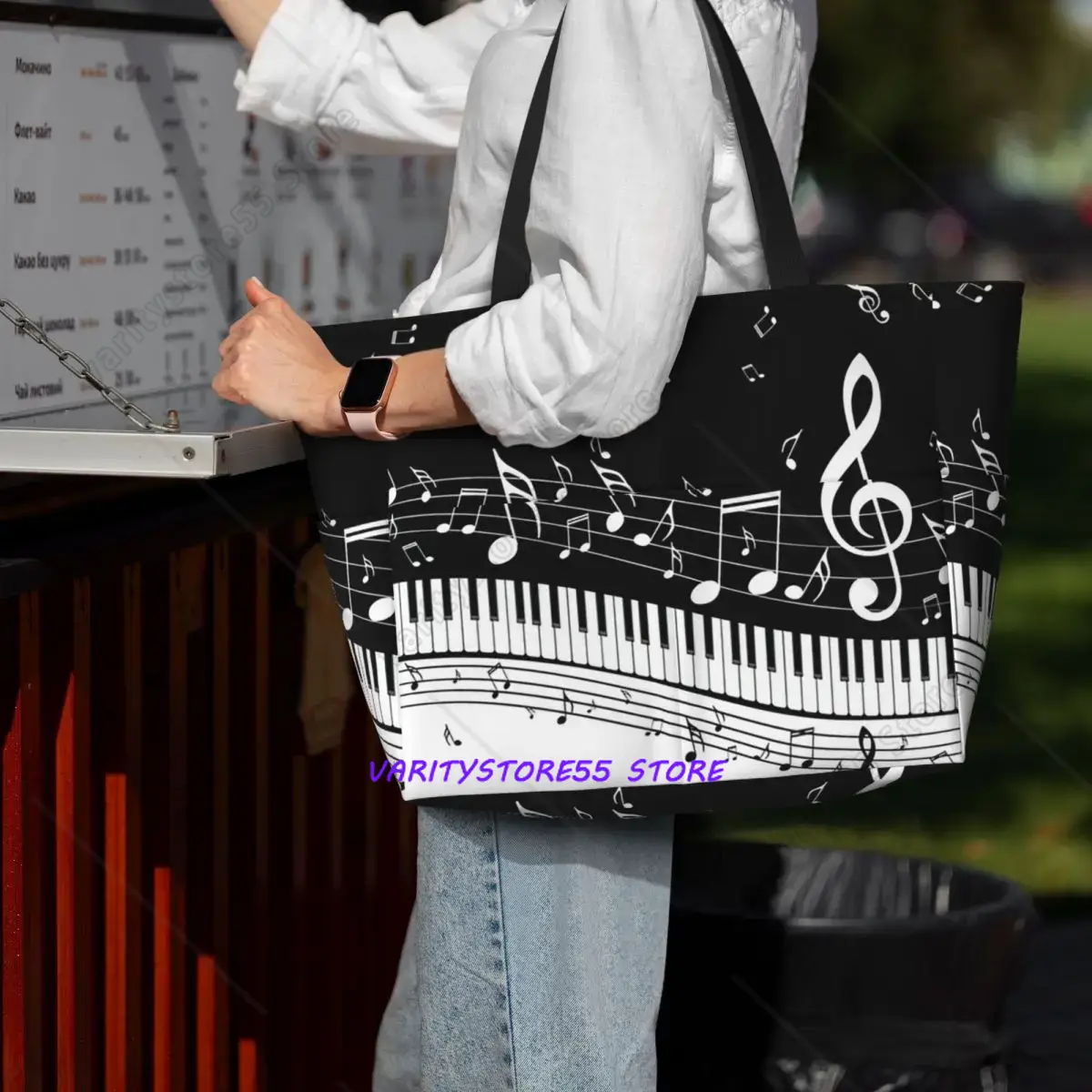 Tas Tote Pantai Motif Abstrak  - Yoga Fitness Music ulasan dan harga