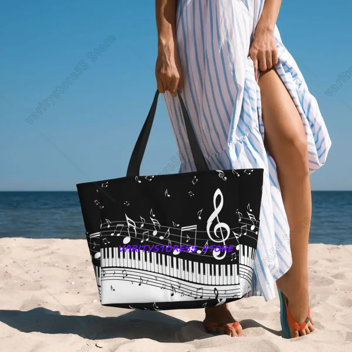 Tas Tote Pantai Motif Abstrak  - Yoga Fitness Music ulasan dan harga