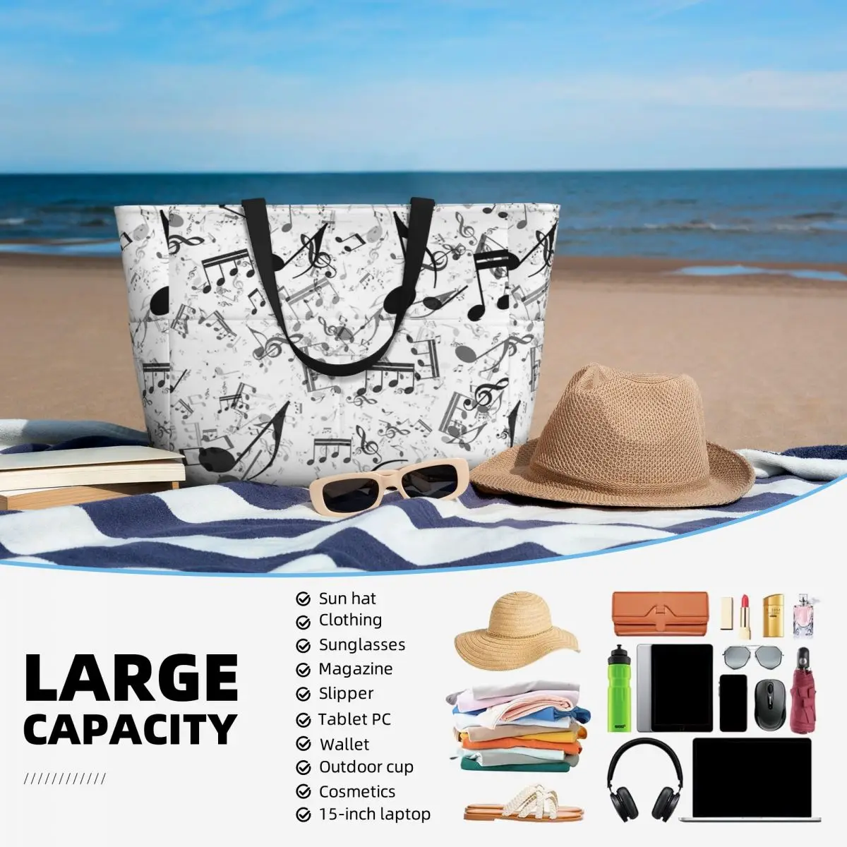 Tas Tote Pantai Bass Music Not - Yoga Fitness Music ulasan dan harga