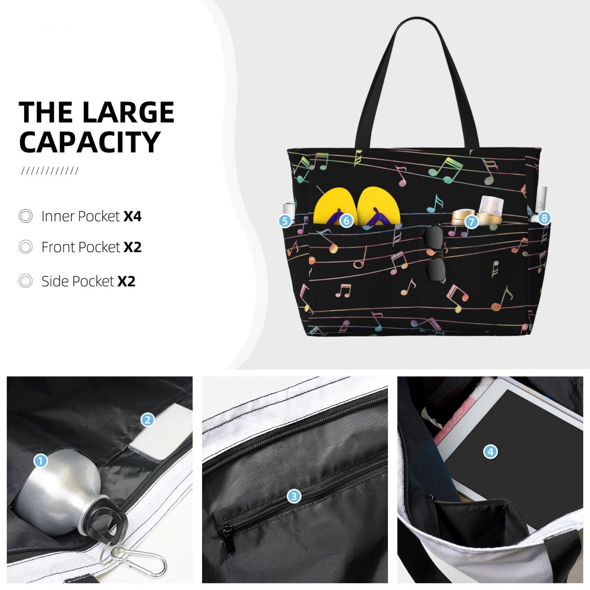 Tas Tote Pantai Notasi Musik C - Yoga Fitness Music ulasan dan harga