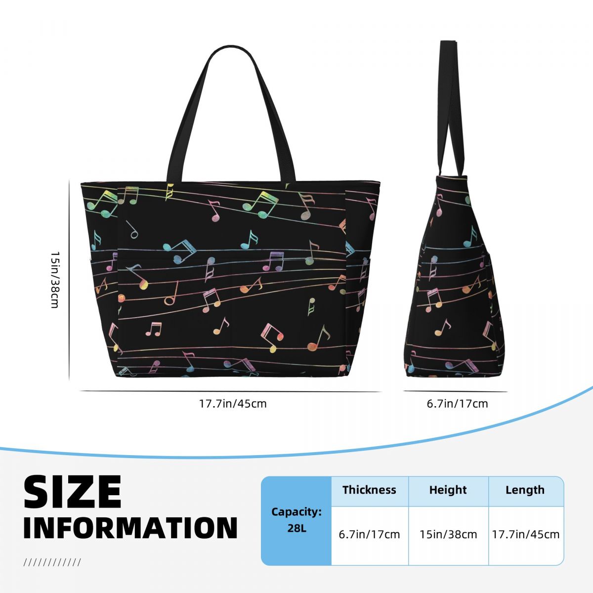Tas Tote Pantai Notasi Musik C - Yoga Fitness Music ulasan dan harga