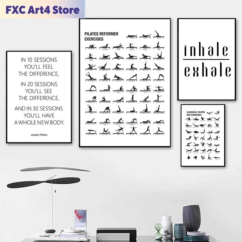 Poster Bagan Latihan Pilates T - Yoga Fitness Body ulasan dan harga