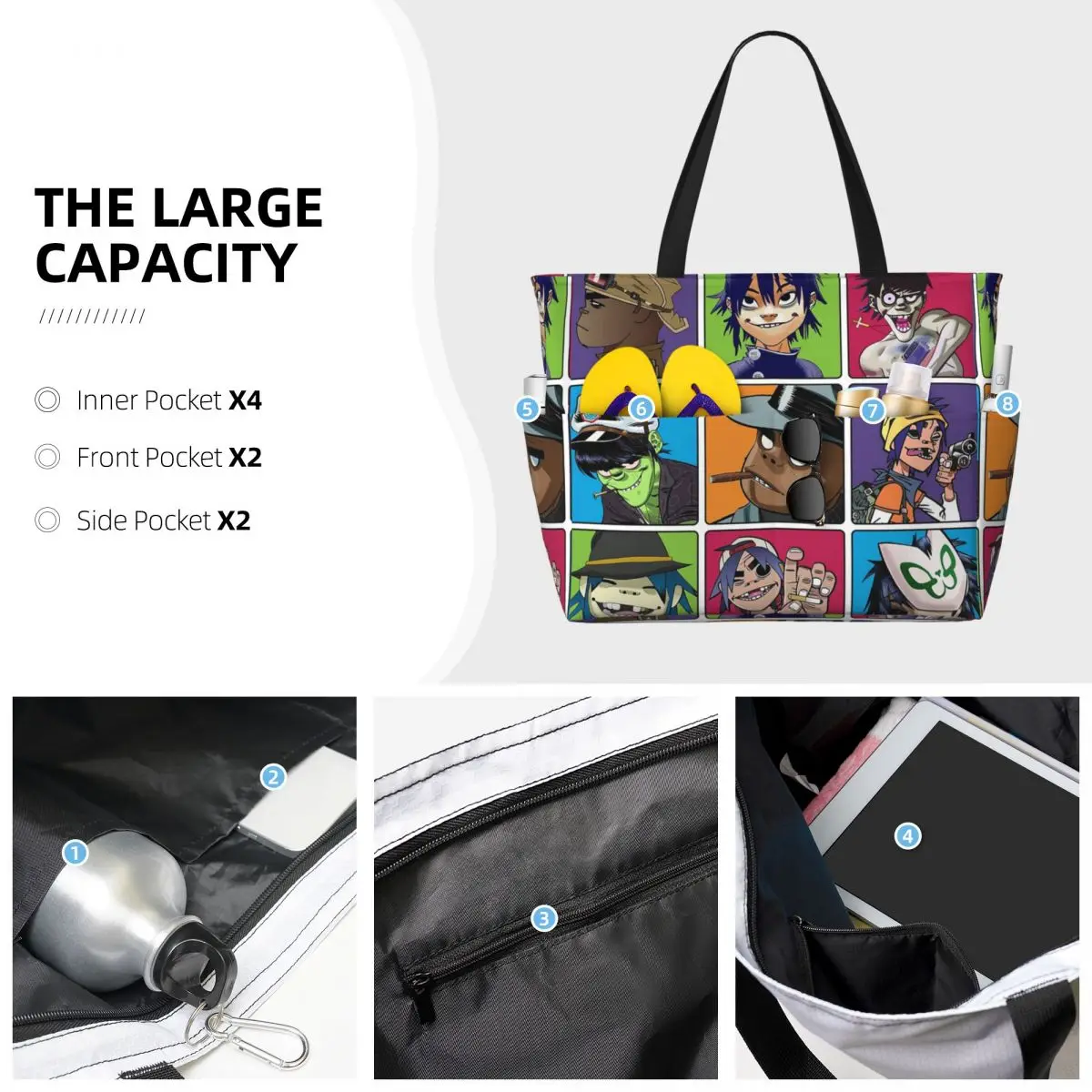 Tas Tote Pantai Gorillaz, Tas  - Yoga Fitness Music ulasan dan harga