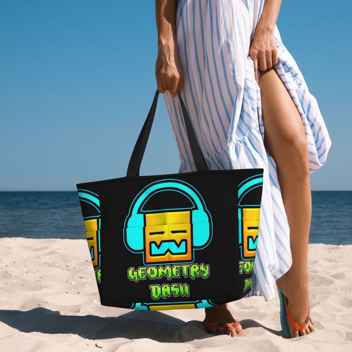 Tas Tote Pantai Geometris Lucu - Yoga Fitness Music ulasan dan harga