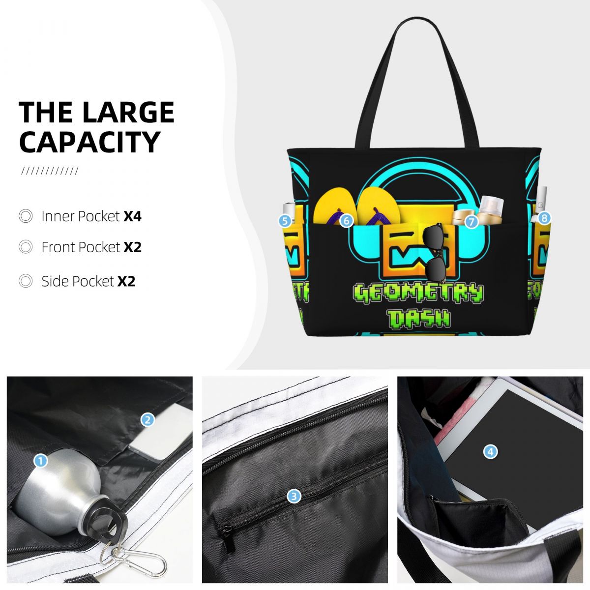 Tas Tote Pantai Geometris Lucu - Yoga Fitness Music ulasan dan harga